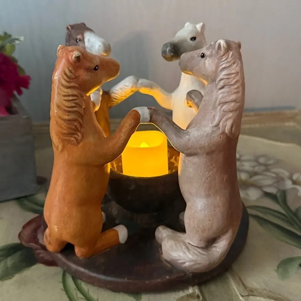 Vintage 2002 PENCO HORSES Circle of Friends Candle Holder